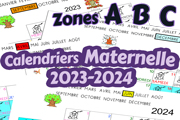 Calendriers Maternelle 2023-2024 par zone